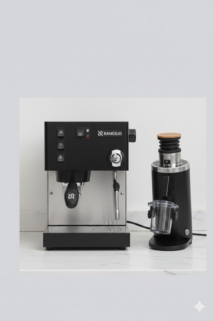 Rancillio Silvia Stainless Steel Or Black Coffee Machine + DF54 Grinder