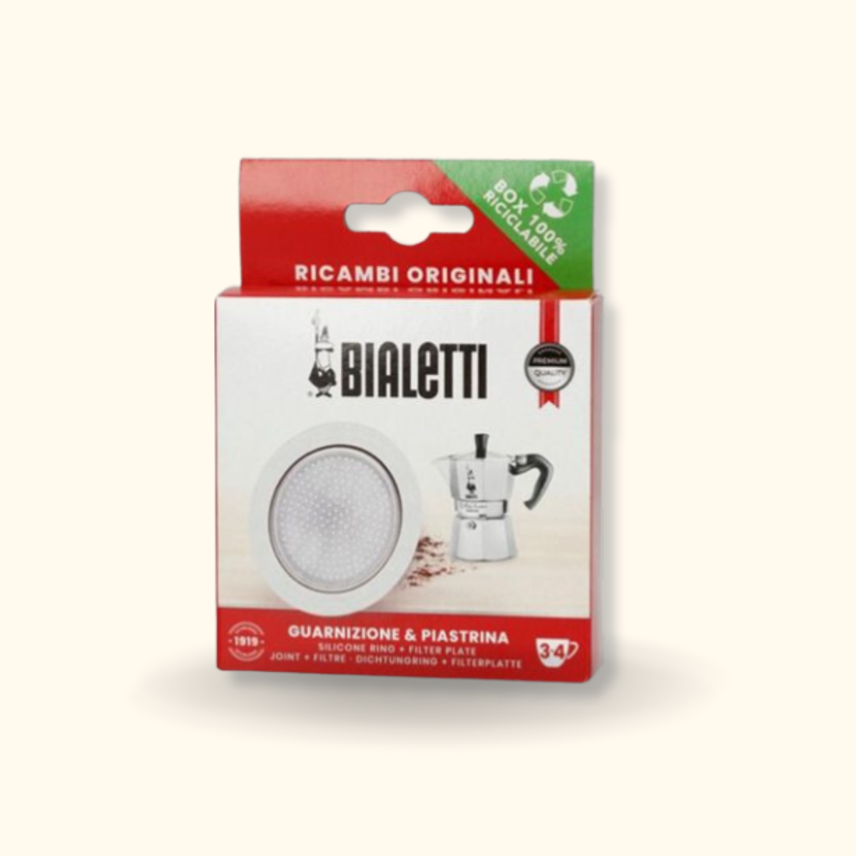 Bialetti 3 Replacement Seals + Filter. 3-4 Cup