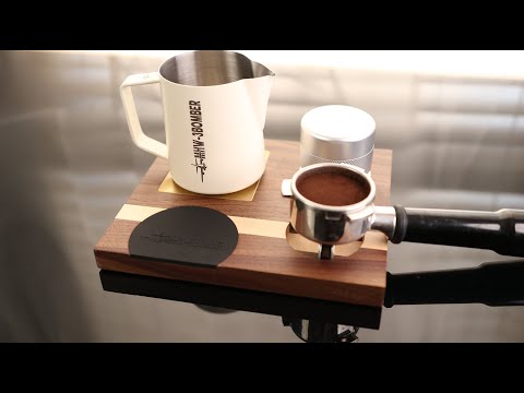 MHW-3BOMBER Coffee Tamping Station Espresso Portafilter Holder 58mm Wooden Espresso Accessories, Gold